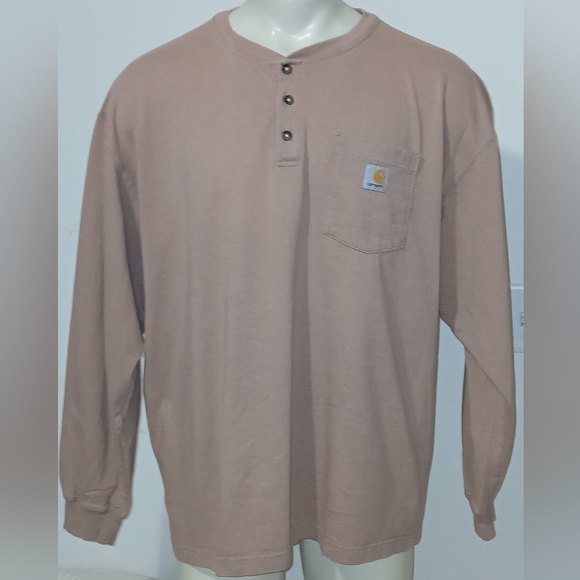 Carhartt Mens Outdoor Long Sleeve Cotton Pocket Henley Shirt Size XL - Picture 1 of 4